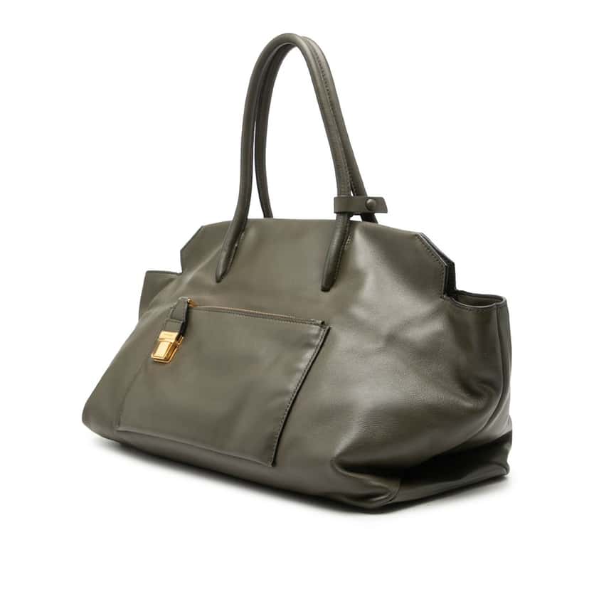 Miu Miu Vitello Soft Front Pocket Satchel Green Leather Very good condition - Back View