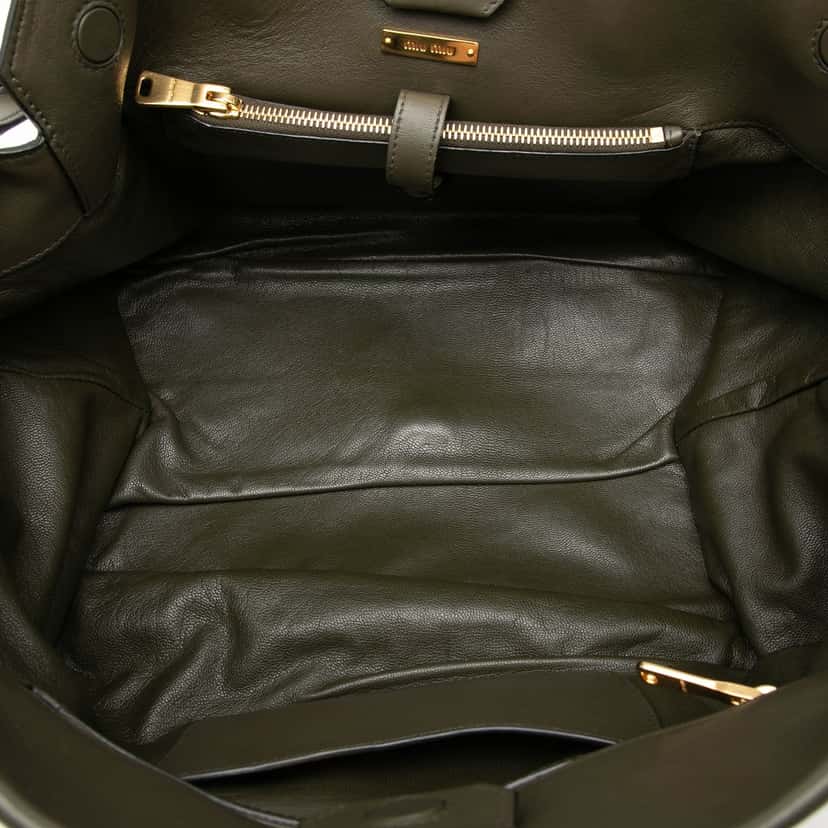 Miu Miu Vitello Soft Front Pocket Satchel Green Leather Very good condition - Model View