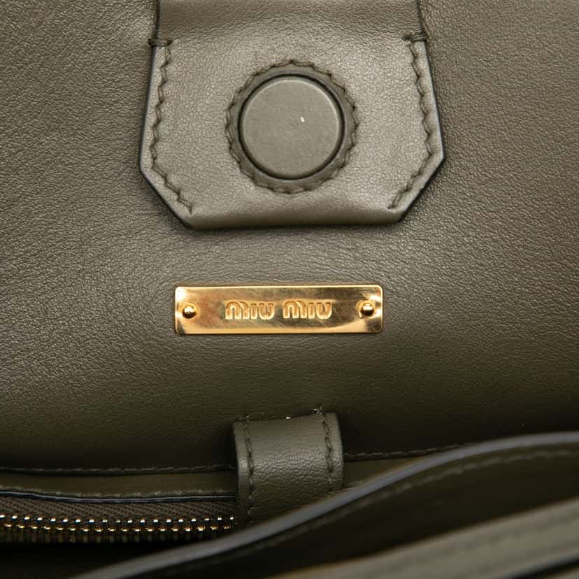 Miu Miu Vitello Soft Front Pocket Satchel Green Leather Very good condition - Box View