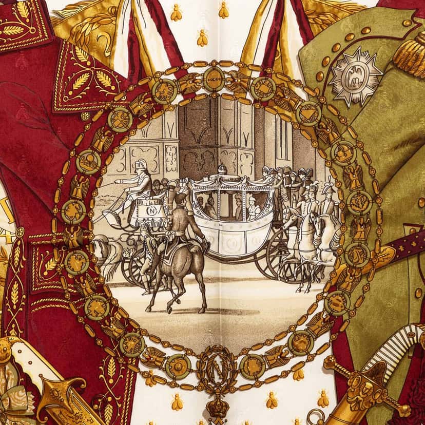 Hermès Napoleon Silk Scarf 90 Brown Very good condition - Model View