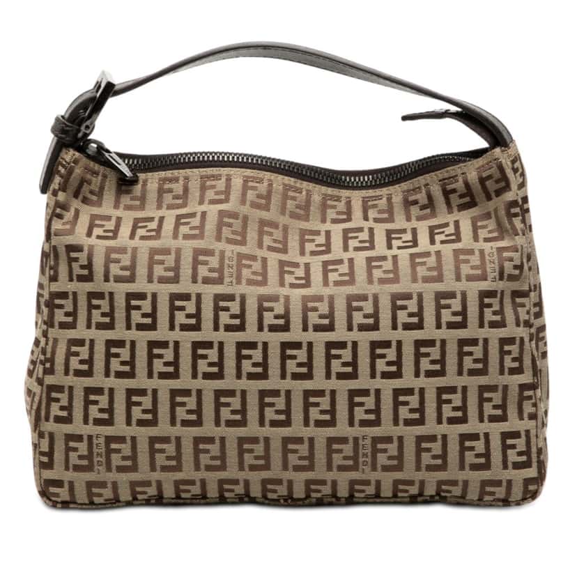 Fendi Zucchino Canvas Handbag Brown Very good condition - Front View