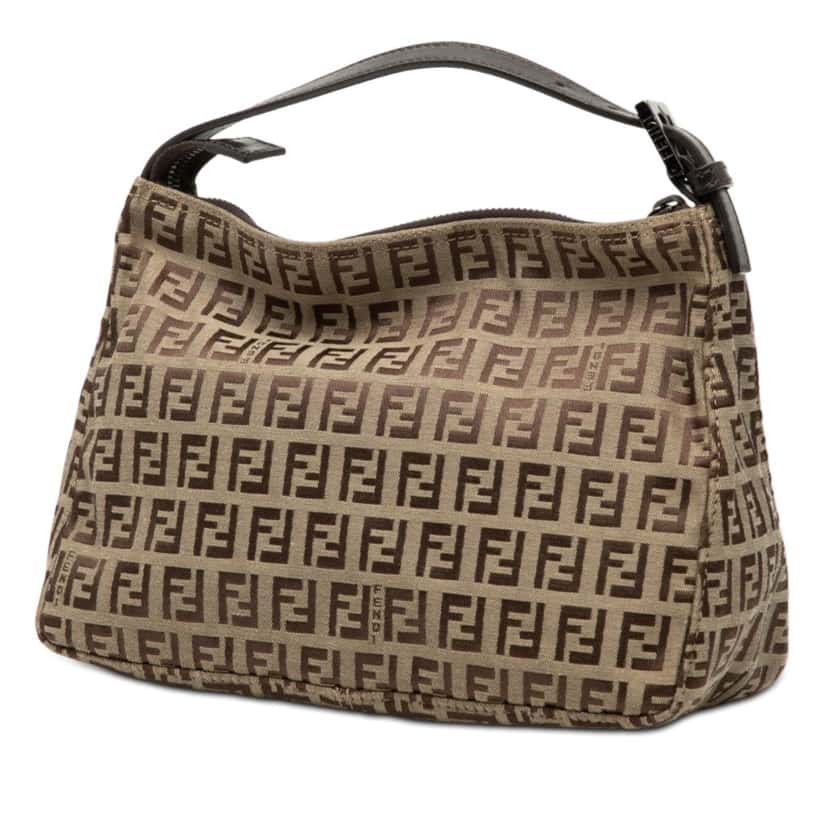 Fendi Zucchino Canvas Handbag Brown Very good condition - Back View