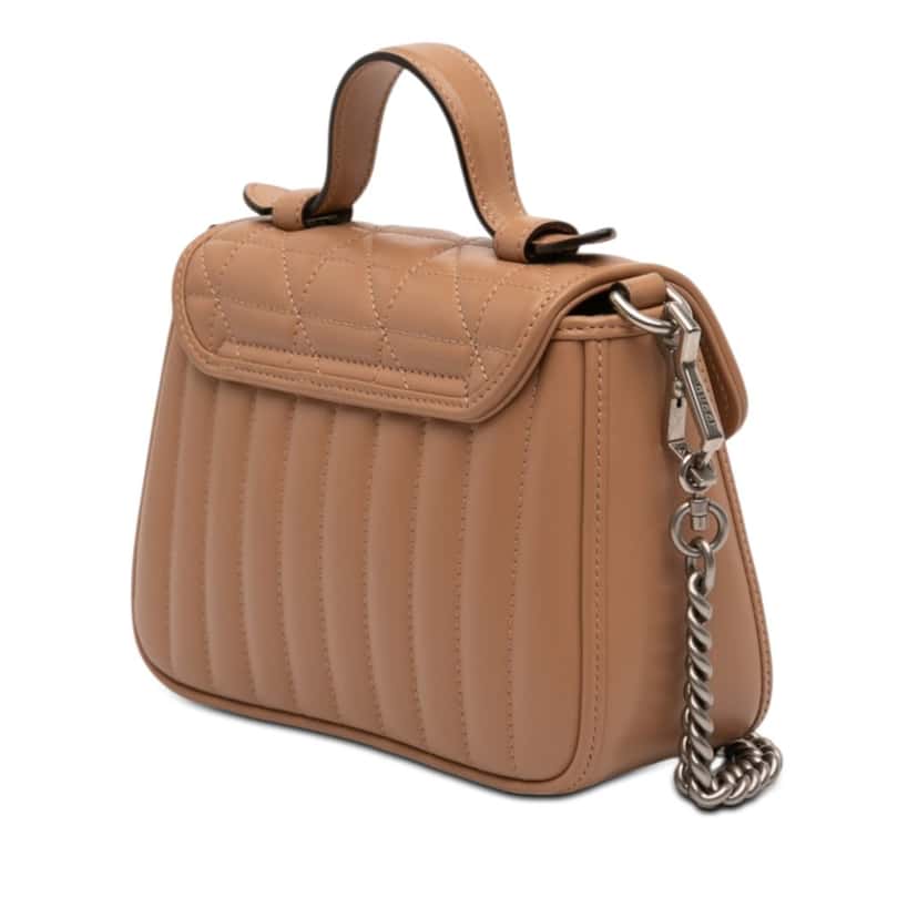 Gucci Mini GG Marmont Matelasse Calfskin Aria Top Handle Bag Brown Leather Very good condition - Back View