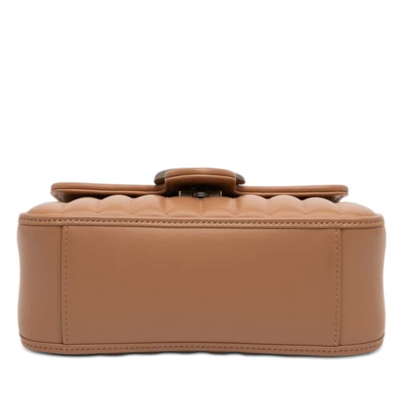 Gucci Mini GG Marmont Matelasse Calfskin Aria Top Handle Bag Brown Leather Very good condition - Inside View