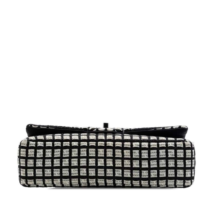 Chanel Medium Classic Tweed and Ribbon Logo Double Flap Black Very good condition - Inside View