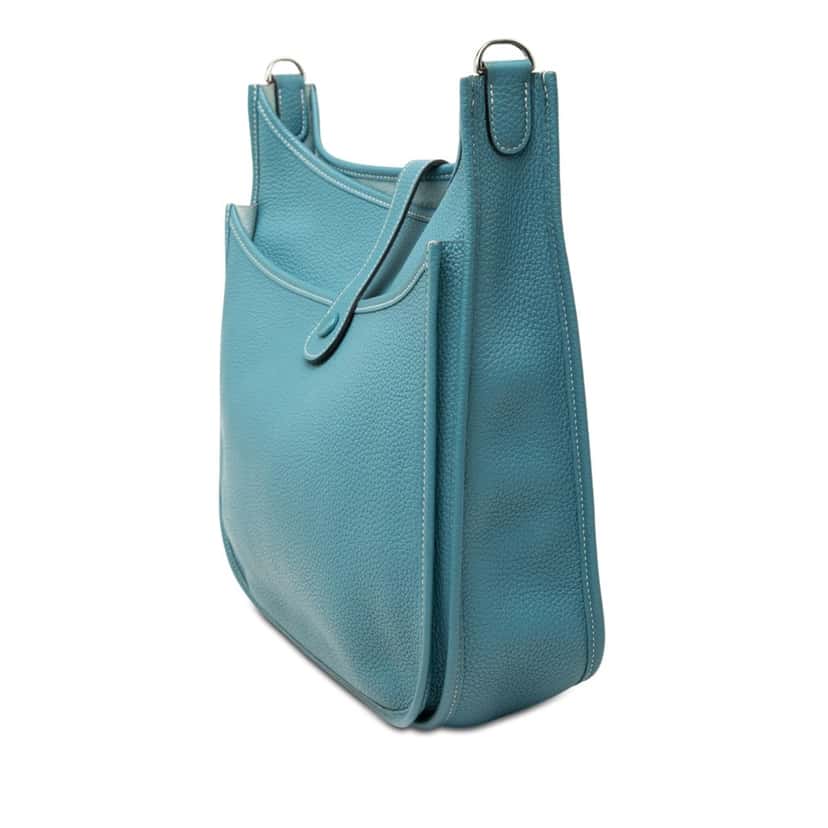 Hermès Clemence Evelyne III GM Blue Leather Very good condition - Back View