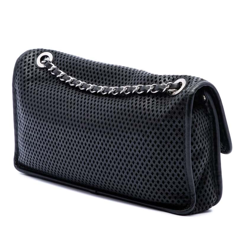 Chanel Medium Perforated Lambskin Up In The Air Flap Black Leather Very good condition - Back View