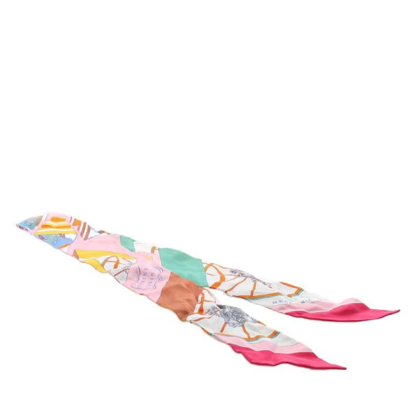 Hermès Springs Springs Silk Twilly Scarf Pink Very good condition - Front View