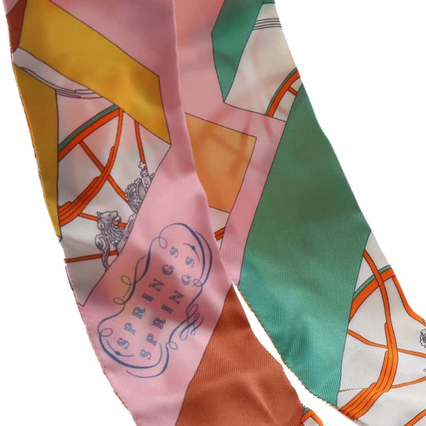 Hermès Springs Springs Silk Twilly Scarf Pink Very good condition - Back View