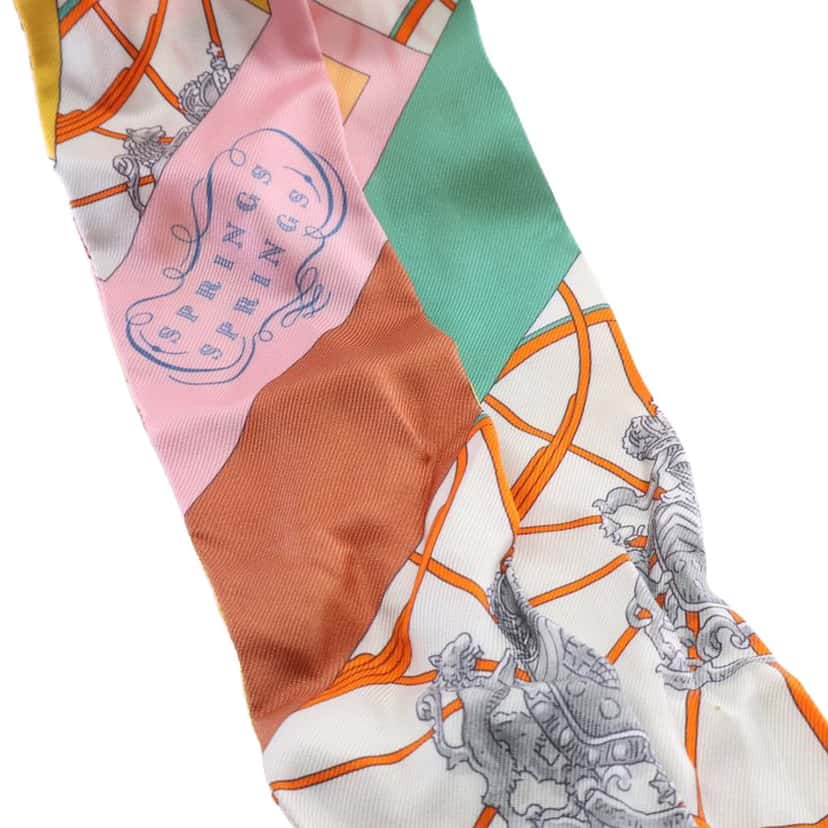 Hermès Springs Springs Silk Twilly Scarf Pink Very good condition - Inside View