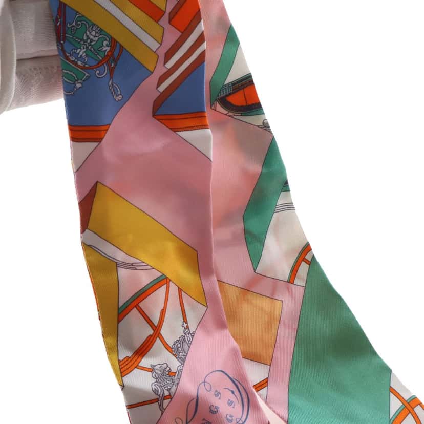 Hermès Springs Springs Silk Twilly Scarf Pink Very good condition - Box View