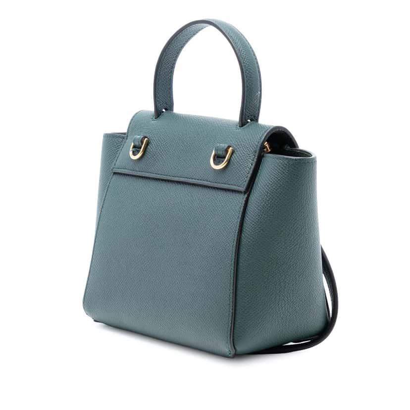 Celine Pico Grained Calfskin Belt Bag Green Leather Very good condition - Back View