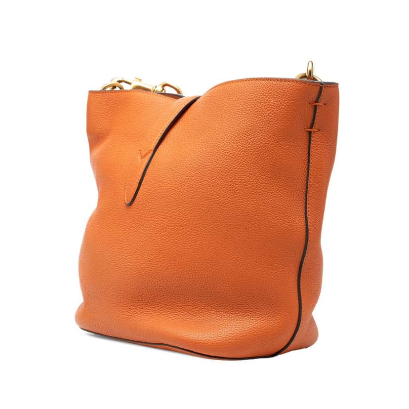 Gucci Grained Calfskin Soft Jackie Bucket Bag Orange Leather Very good condition - Back View
