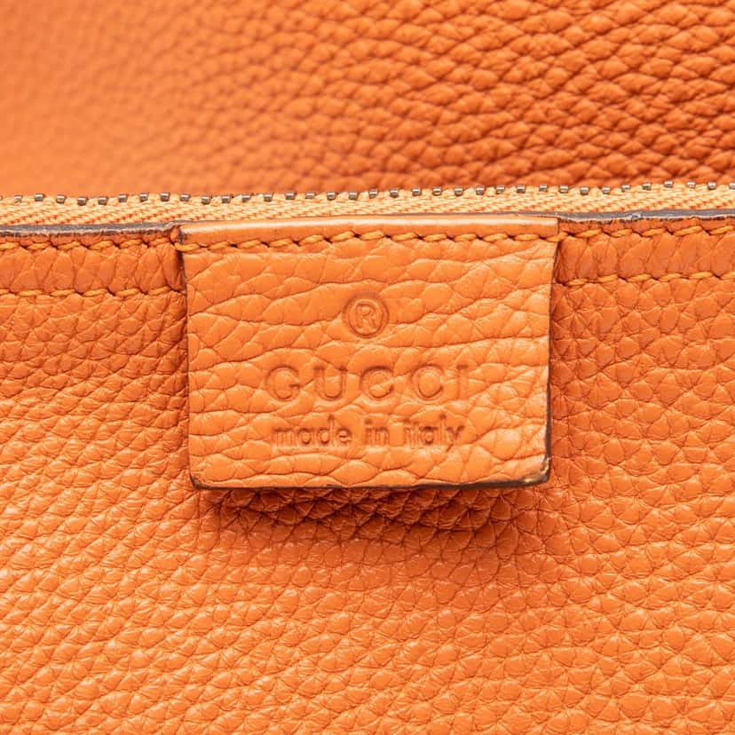 Gucci Grained Calfskin Soft Jackie Bucket Bag Orange Leather Very good condition - Box View