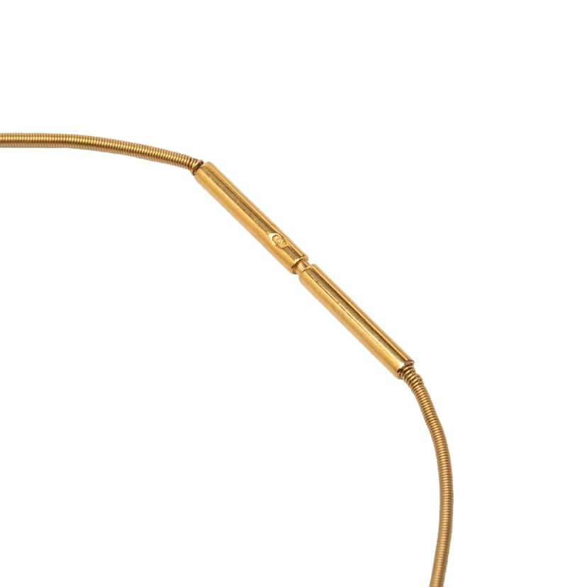 Hermès Gold Plated and Enamel Cage d H Pendant Necklace Gold Metal Very good condition - Model View