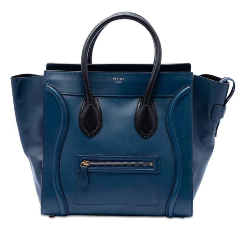 Celine Mini Bicolor Leather Luggage Tote Blue Leather Very good condition - Front View