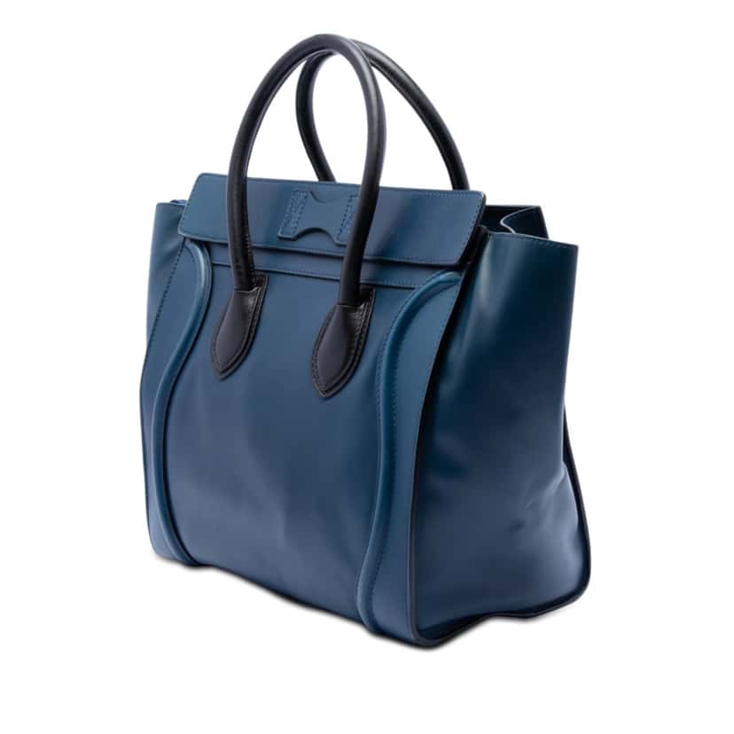 Celine Mini Bicolor Leather Luggage Tote Blue Leather Very good condition - Back View