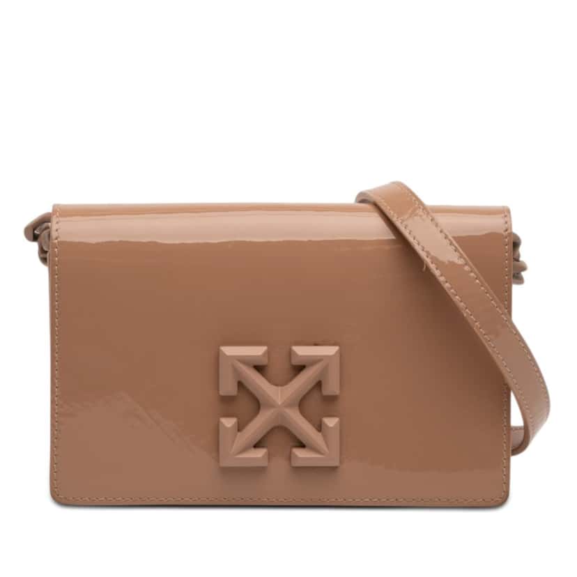 Off-White Patent Jitney 0.5 Crossbody Brown Leather Very good condition - Front View
