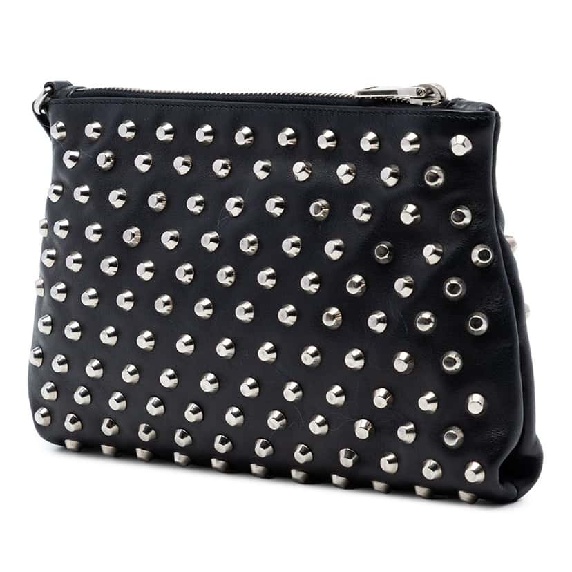 Prada Studded Leather Clutch Black Leather Very good condition - Back View