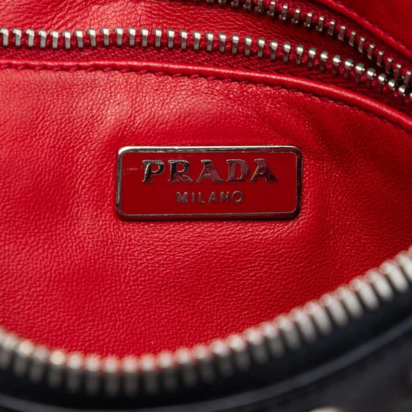 Prada Studded Leather Clutch Black Leather Very good condition - Box View
