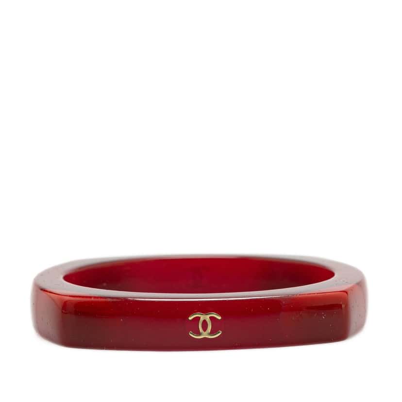 Chanel CC Resin Bangle Red Plastic Very good condition - Front View