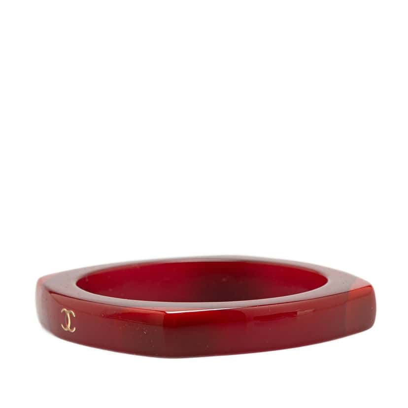 Chanel CC Resin Bangle Red Plastic Very good condition - Back View