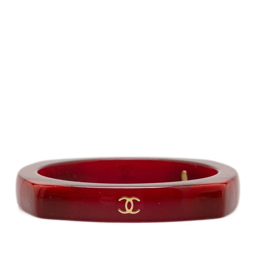 Chanel CC Resin Bangle Red Plastic Very good condition - Inside View