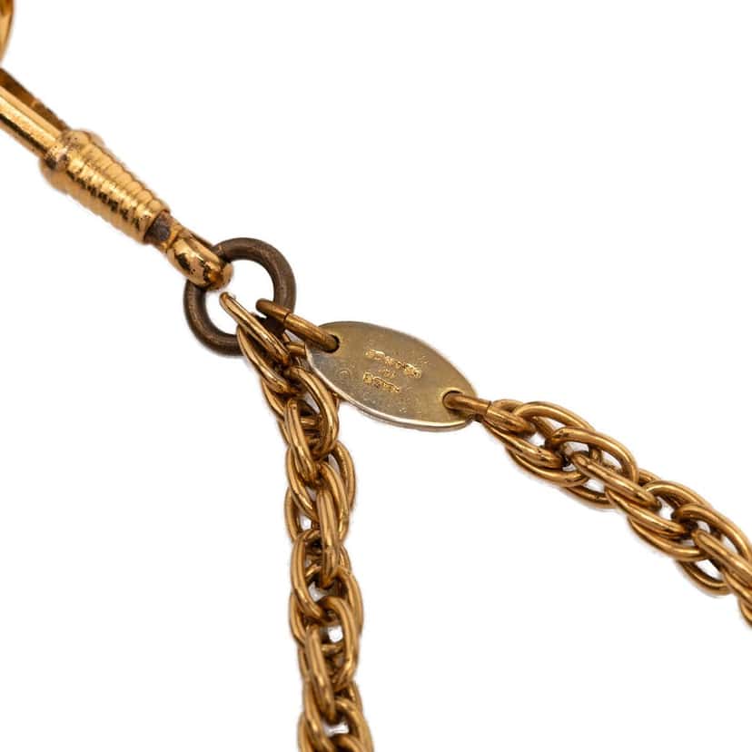 Chanel CC Gold Plated Double Chain Loupe Magnifying Glass Pendant Necklace Gold Metal Very good condition - Model View