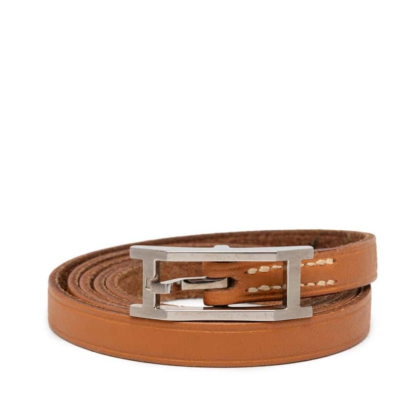 Hermès Leather Behapi Double Tour Bracelet Brown Leather Very good condition - Front View