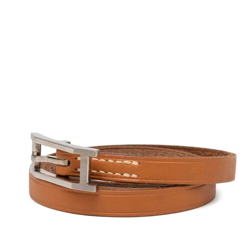 Hermès Leather Behapi Double Tour Bracelet Brown Leather Very good condition - Back View