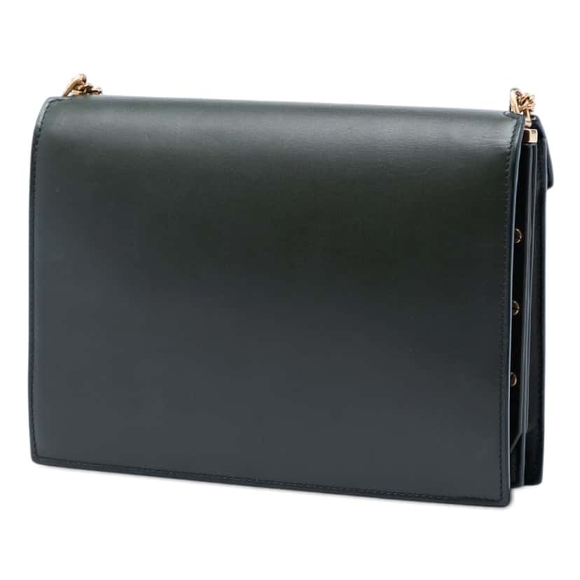 Saint Laurent Suede and Calfskin Monogram Cassandra Clasp Bag Green Leather Very good condition - Back View