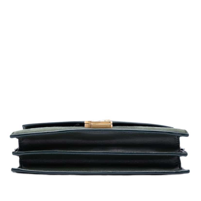 Saint Laurent Suede and Calfskin Monogram Cassandra Clasp Bag Green Leather Very good condition - Inside View