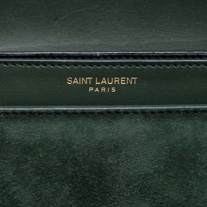 Saint Laurent Suede and Calfskin Monogram Cassandra Clasp Bag Green Leather Very good condition - Box View