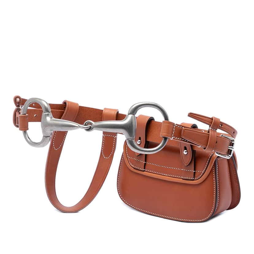 Gucci Mini Calfskin Bamboo 1947 Belt Bag Brown Leather Very good condition - Back View