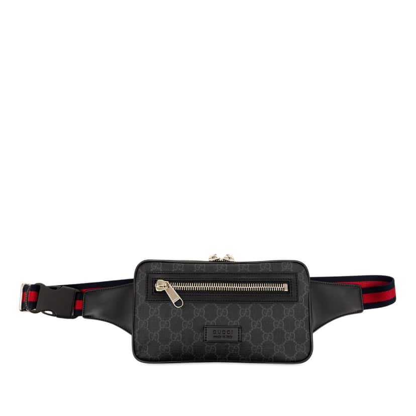 Gucci GG Supreme Web Belt Bag Black Very good condition - Front View
