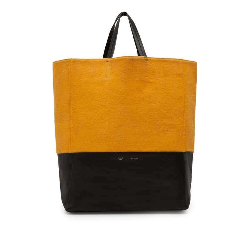 Celine Small Bicolor Suede and Calfskin Vertical Cabas Tote Orange Leather Very good condition - Front View