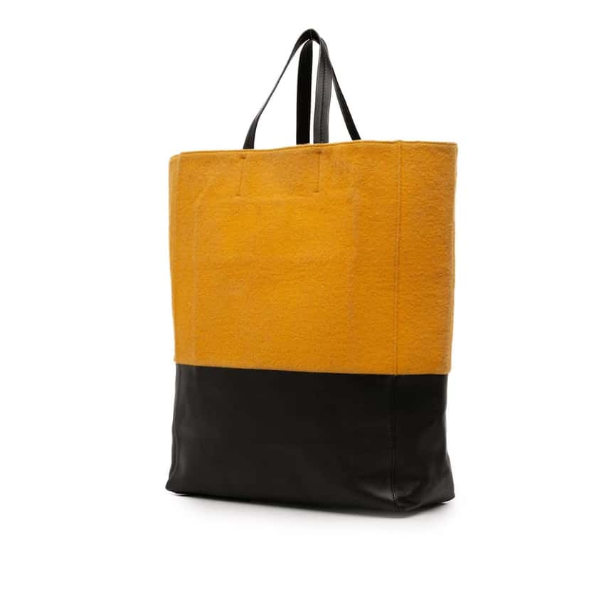 Celine Small Bicolor Suede and Calfskin Vertical Cabas Tote Orange Leather Very good condition - Back View