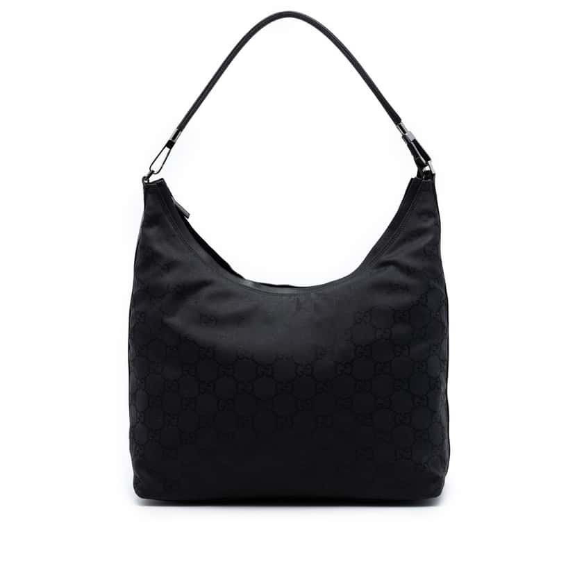 Gucci GG Canvas Shoulder Bag Black Very good condition - Front View
