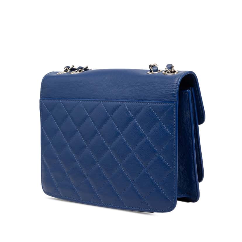 Chanel Small CC Caviar Box Urban Companion Flap Blue Leather Very good condition - Back View