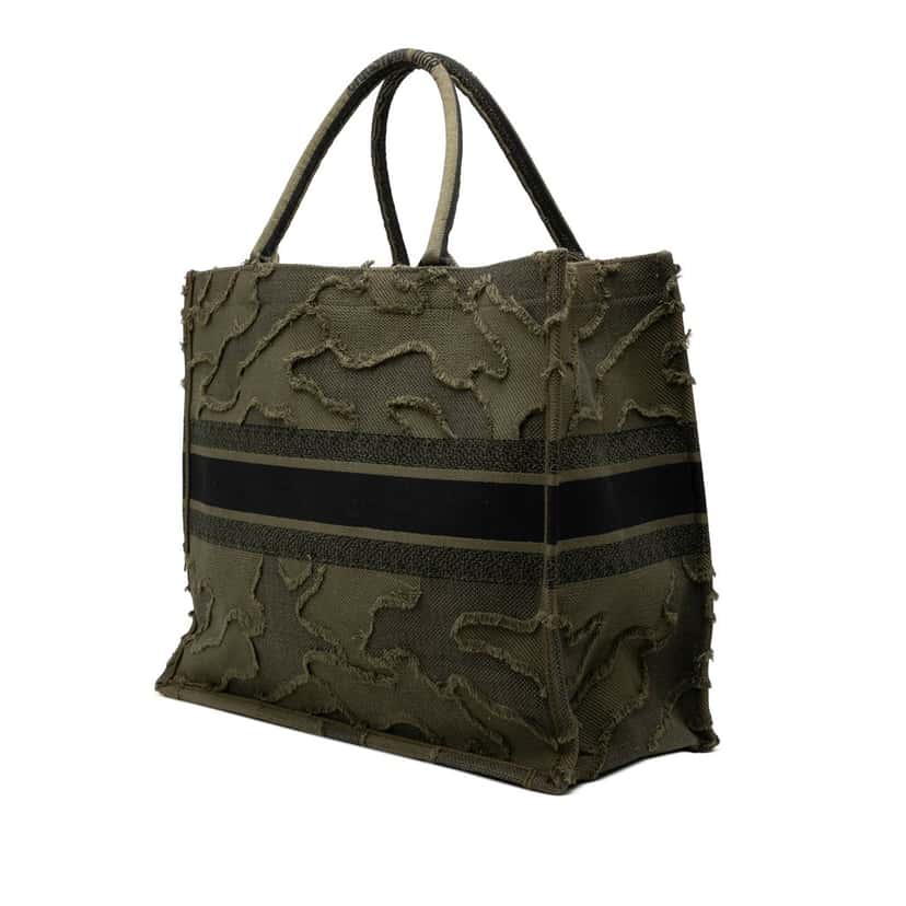 Dior Large Embroidered Canvas Camouflage Book Tote Green Very good condition - Back View