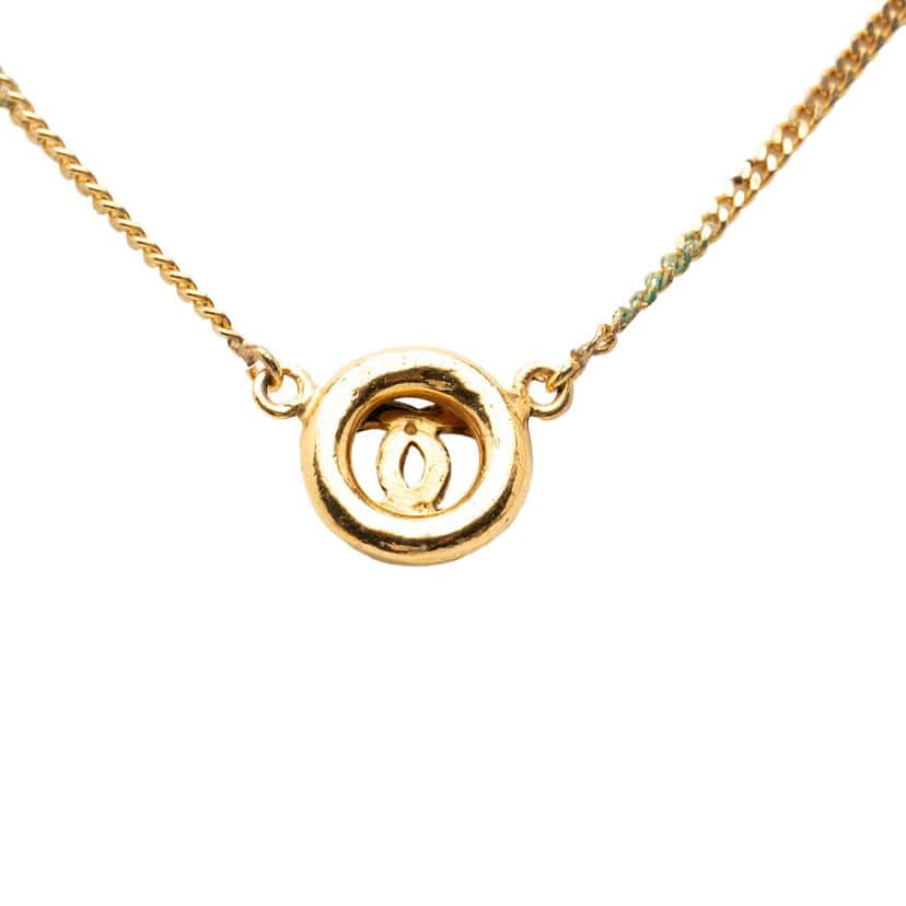 Chanel Gold Plated CC Logo Pendant Necklace Gold Metal Very good condition - Inside View
