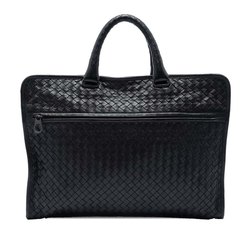 Bottega Veneta Nappa Intrecciato Briefcase Black Leather Very good condition - Front View