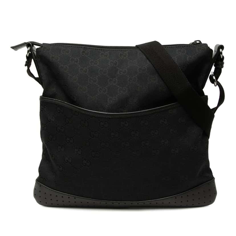 Gucci GG Canvas Perforated Crossbody Black Very good condition - Front View