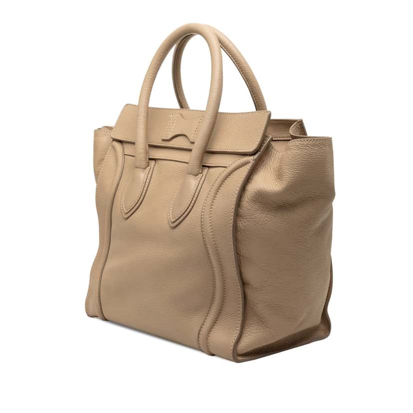Celine Mini Grained Calfskin Luggage Tote Brown Leather Very good condition - Back View