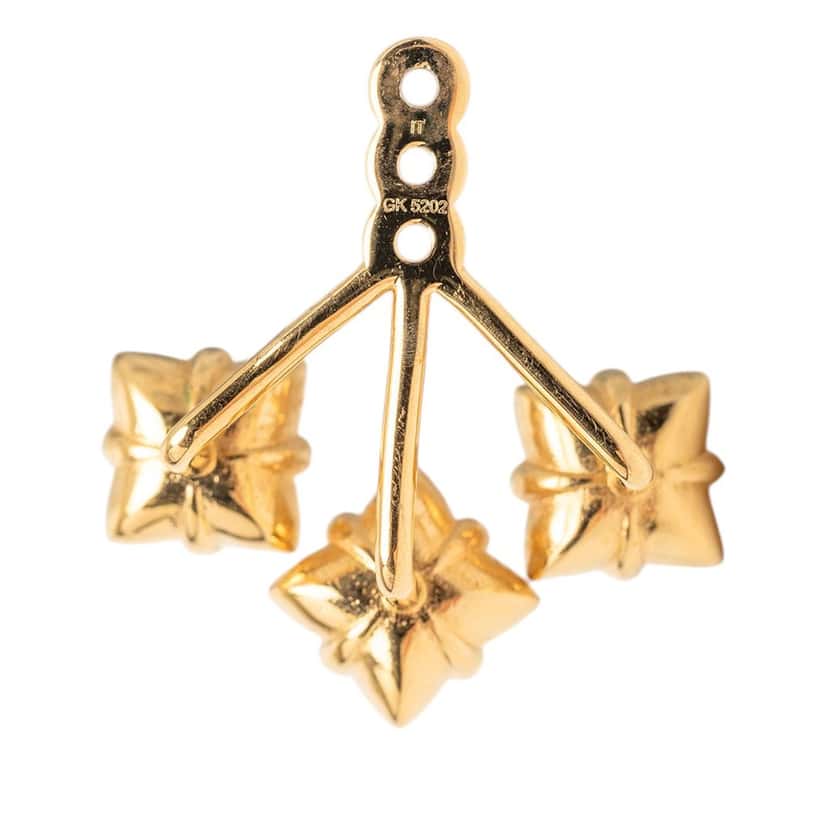 Louis Vuitton Gold Plated Loulougram Push Back Earrings Gold Metal Very good condition - Model View