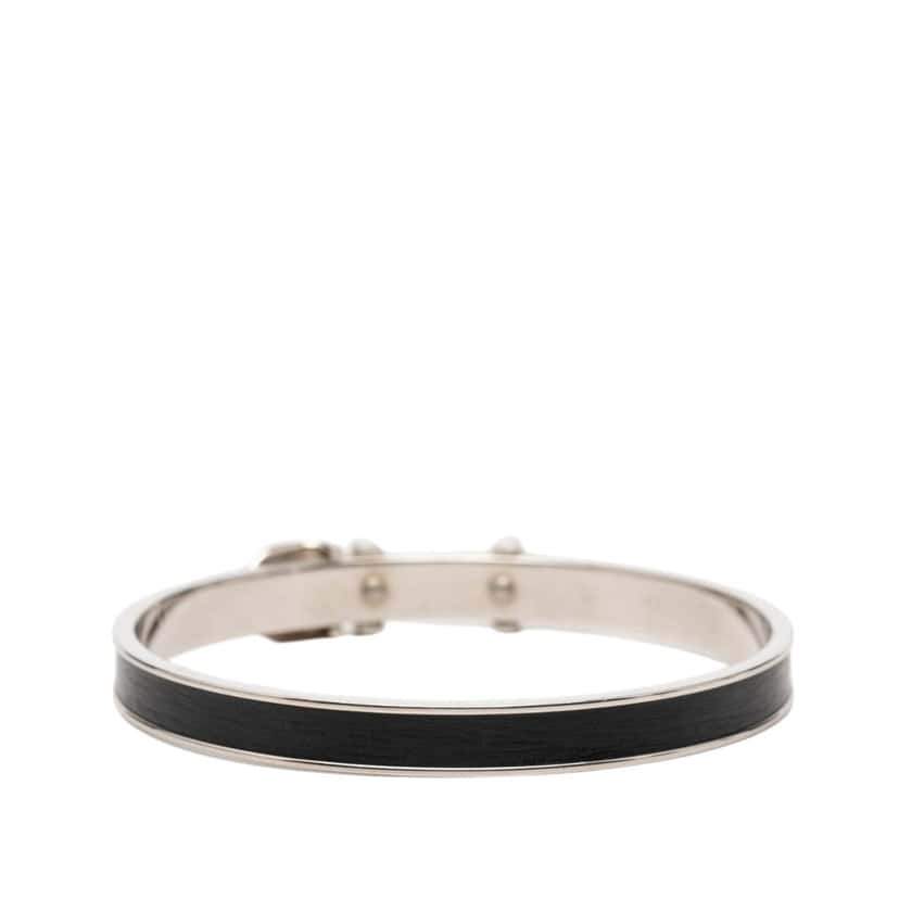 Hermès Palladium Plated and Leather Belt Buckle Bangle Black Leather Very good condition - Inside View