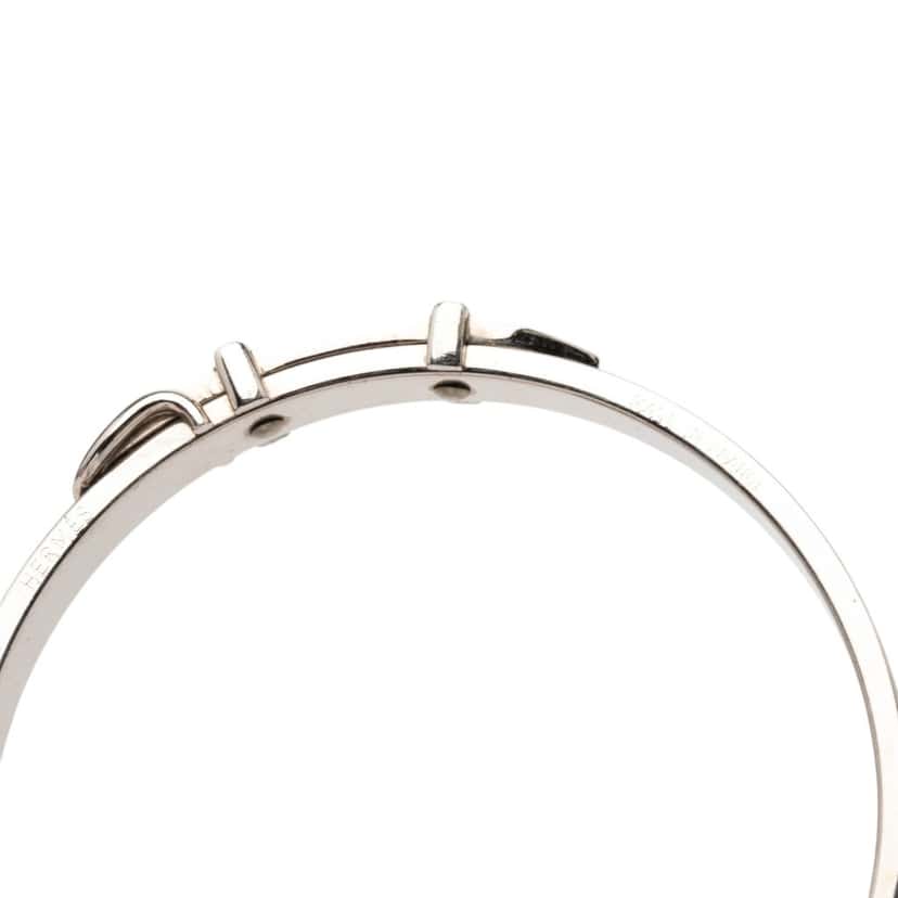Hermès Palladium Plated and Leather Belt Buckle Bangle Black Leather Very good condition - Box View