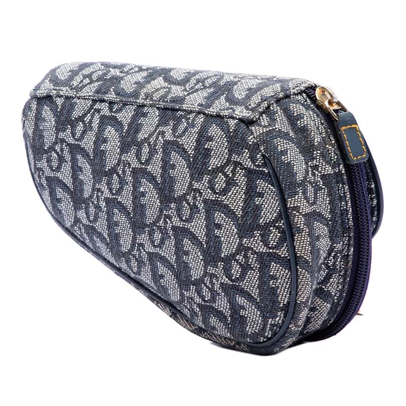 Dior Diorissimo Canvas Saddle Pouch Blue Very good condition - Back View