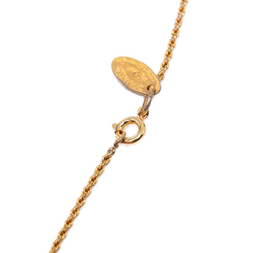 Chanel Gold Plated Crystal Round Pendant Necklace Gold Metal Very good condition - Model View