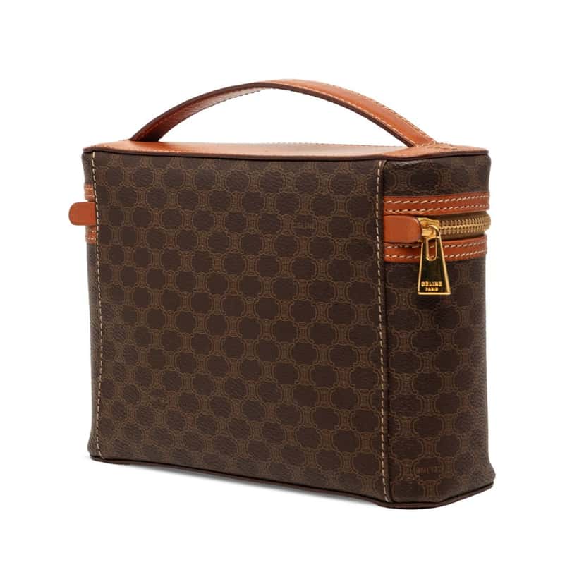Celine Macadam Coated Canvas Vanity Bag Brown Good condition - Back View